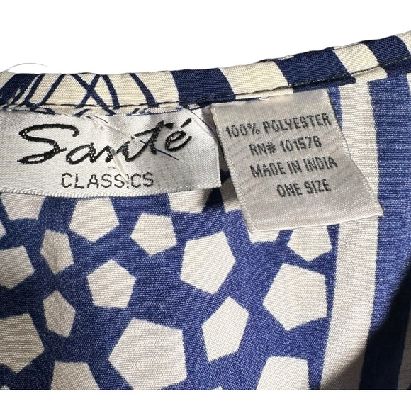 Vintage Sante Classics Mumu Kaftan Maxi Dress One Size Blue Abstract Print - Picture 11 of 12